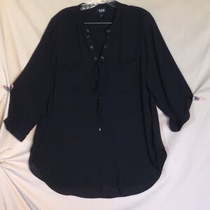 a.n.a Women's Elegant Black Lace-Up Blouse